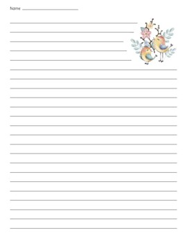 Spring Birds Lined Paper Creative Writing by Teacher Vault | TPT