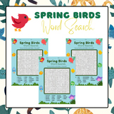 Spring Birds Word Search | Spring Time Activities