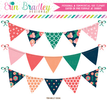 Spring Bloom Bunting Clipart Banners by Erin Bradley Designs | TpT
