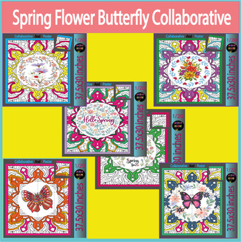 Preview of Spring Blooming Bulletin Board or Door Decoration Activity Collaborative colorin