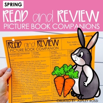 Preview of Spring Book Companions for Speech Therapy - Too Many Carrots, Bear Wants More