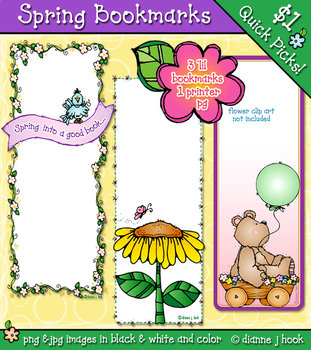 Preview of Spring Bookmarks Printable by DJ Inkers