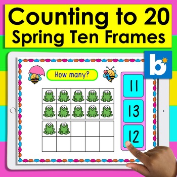 Preview of Spring Boom Cards Math Counting to 20 With Spring Ten Frames 31 Cards