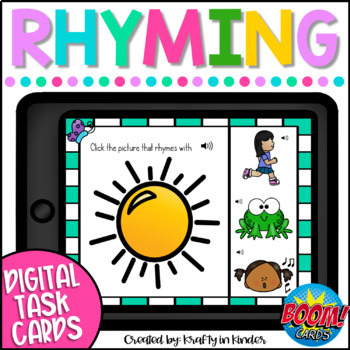 Preview of Rhyming Games and Spring Rhyming Activities Spring Boom Cards with Rhyming Words