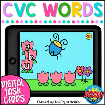 Preview of Spring Boom Cards Spelling CVC Words