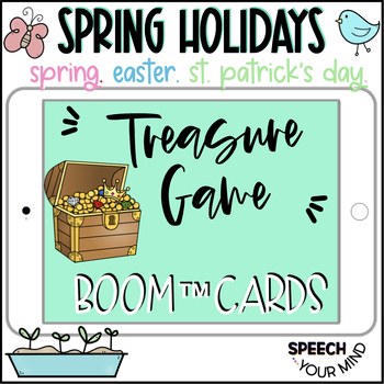 Preview of Spring Vocabulary Boom Cards™ Treasure Game | Spring Cariboo Style Game