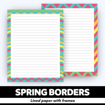 spring borders lined writing papers with frames by digi printables