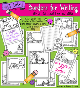 Preview of Spring Borders for Writing - 12 lined and blank clip art borders