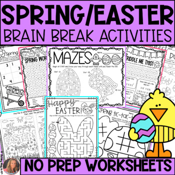 Preview of Spring Brain Break Activities and NO PREP Coloring Worksheets