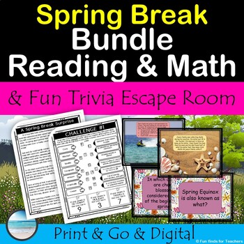 Preview of After Spring Break Activities Reading, Math, & Digital Escape Room WebQuest