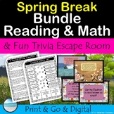 After Spring Break Activities Reading, Math, & Digital Esc