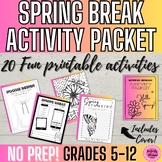 After Spring Break Fun Activities | Writing | Word Search 