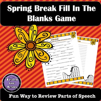 Preview of Spring Break Activity - Spring Break Parts of Speech Review Story