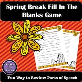 Spring Break Activity - Spring Break Parts of Speech Review Story