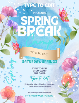 Preview of Spring Break Art Camp Club Flyers (4) Fully Customize your Flyer Ready to Edit!