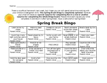 Preview of Spring Break Bingo