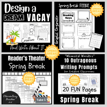 Preview of Spring Break Bundle Design Dream Vacation, Writing Activities & Readers Theaters