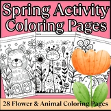 Spring Break Coloring Pages: Doodle Animals and Flowers Co