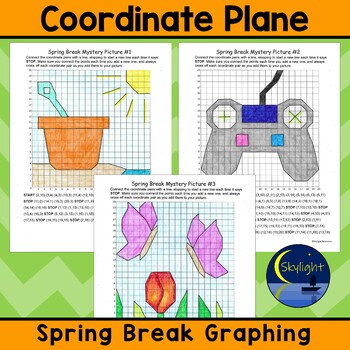 Preview of Spring Break Coordinate Plane Math Mystery Graphing Pictures in Quadrant I