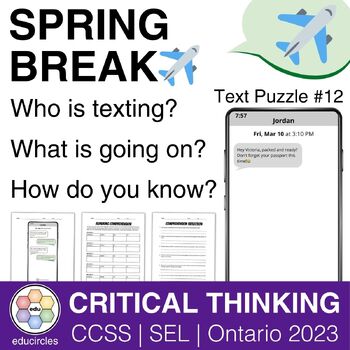 Preview of Spring Break✈️ | Critical Thinking Text Puzzle 12 | Digital Literacy | SEL