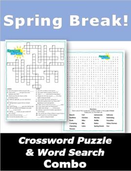 Preview of Spring Break Crossword Puzzle & Word Search Combo