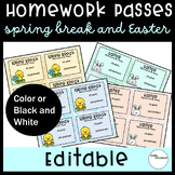 Spring Break/Easter Themed Homework Passes