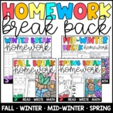 Spring Break, Fall Break, Winter Break Homework BUNDLE for