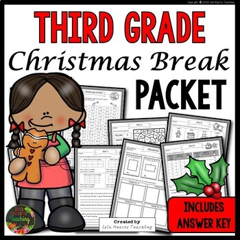 Preview of Christmas Packet: Third Grade Christmas Break Packet Homework Review Pages