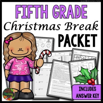 Preview of Christmas Packet: Fifth Grade Christmas Break Packet Homework Review Pages