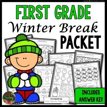Preview of Winter Break: First Grade Winter Break Packet Homework Review Practice Pages