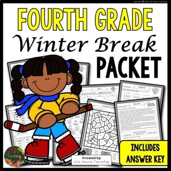 Preview of Winter Break: Fourth Grade Winter Break Packet Homework Review Practice Pages