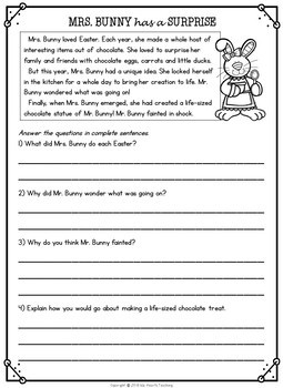 Easter Reading Comprehension Passages and Questions by Isla Hearts Teaching