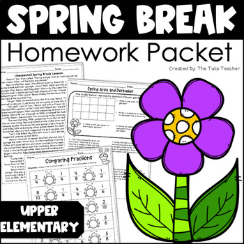 Preview of Spring Break Homework Packet with Reading, Writing, and Math