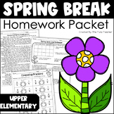 Spring Break Homework Packet with Reading, Writing, and Math
