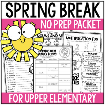Preview of Spring Break Literacy & Math Packet NO PREP