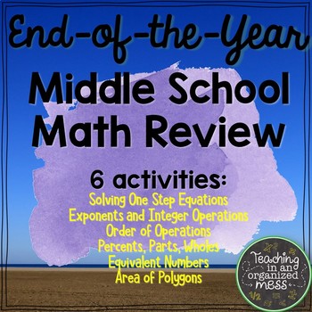 Preview of Middle School Math Review End of the Year NO PREP Packet #2