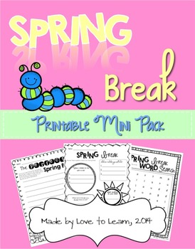 Preview of Spring Break Mini Pack of Fun Activities