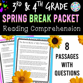 Preview of Spring Break Packet 3rd & 4th Grade Reading Comprehension Passages & Questions