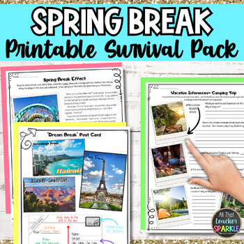 Preview of Spring Break Packet - Printable Activities - No Prep Resources - 3rd 4th 5th
