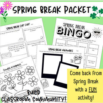 Preview of Spring Break Packet| Social and Emotional Learning (SEL) Packet