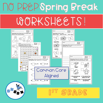 Preview of Spring Break Packet of Worksheets First Grade: Common Core Aligned (NO PREP)