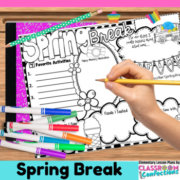 Preview of Spring Break Writing Activity Poster : Writing Prompts : Spring Bulletin Board