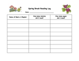 Spring Break Reading Log Grades K-5