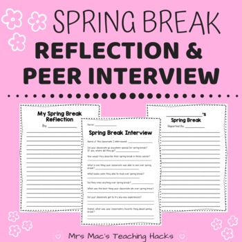 Preview of Spring Break Reflection & Peer Interview