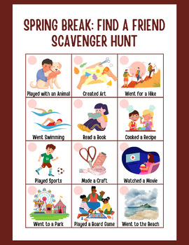 Preview of Spring Break Scavenger Hunt | Spring Break Activity | Classroom Activity | PDF