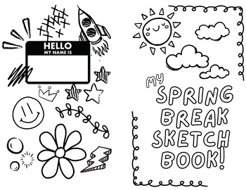 Preview of Spring Break Sketchbook Cover Page Printable, Prek-5