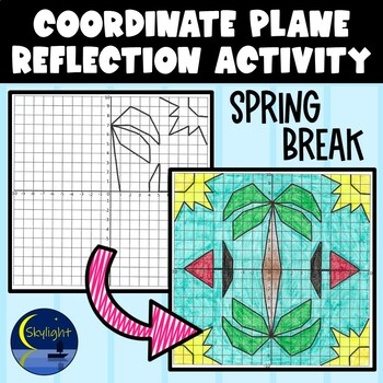 Preview of Spring Break Math Symmetry and Reflection Coordinate Plane Mystery Picture