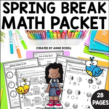 Preview of 3rd Grade Spring Break Math Homework Packet