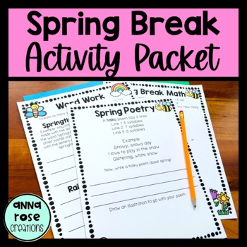 Preview of Spring Break Work Packet - 3rd Grade Spring Break Activities - NO PREP