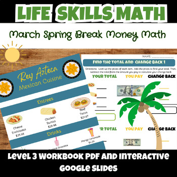 Preview of Spring Break Workbook Level 3 Life Skills Functional Money Math Special Ed